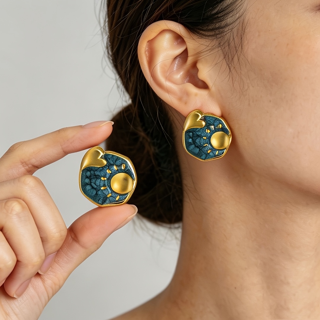 Women's 3D Sculpted Stainless Steel Earrings, Fashionable